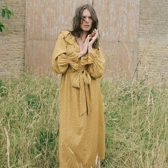 💕DOEN💕 Rory Dress ~ Peter Pan Collar Sunsoaked Foothills Floral Print XXS NWOT - Picture 4 of 16